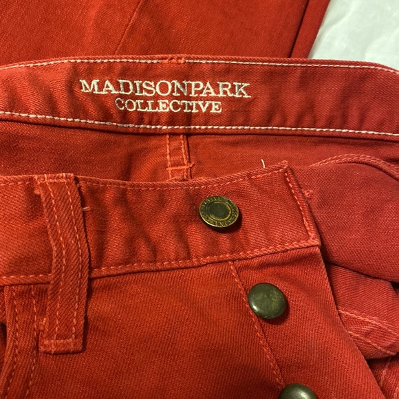 Very cool Madison Park red designer jeans W32 L32 - Picture 2 of 4